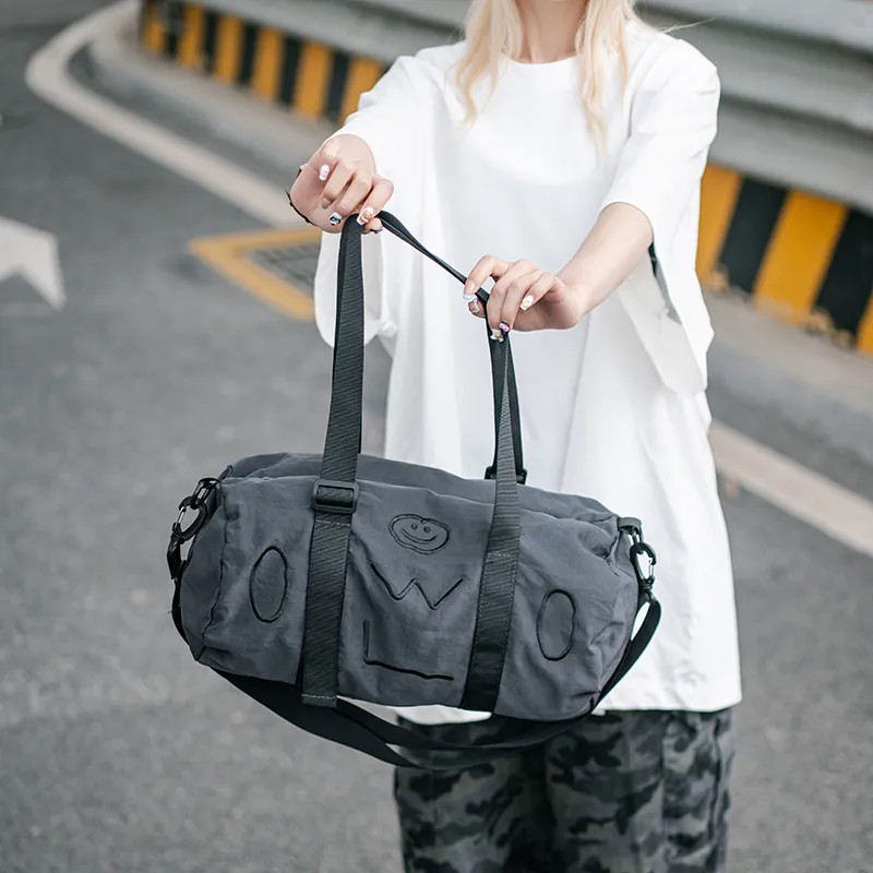 GOBLIN SHARKS 1759 Nylon Backpack One Shoulder Portable Crossbody Bag Travel Bag 25L Unisex Black/Green-2