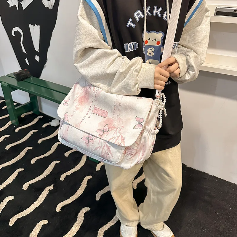GOBLIN SHARKS 1759 Corduroy Messenger Bag Shoulder Bag Women's Gray Pink/Yellow Blue/Khaki/Green-7