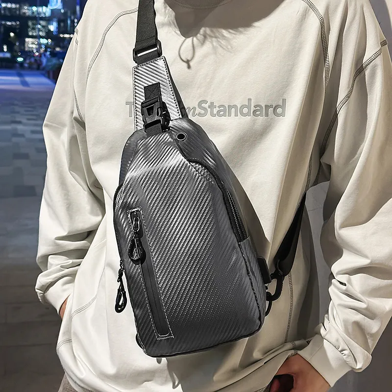 GOBLIN SHARKS 1759 PU Sling Bag Unisex Silver Gray/Black-4