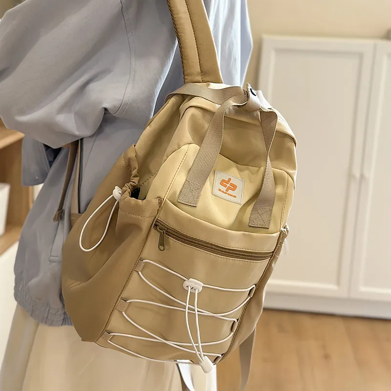 GOBLIN SHARKS 1759 Nylon Backpack Regular Unisex Khaki/White & Blue-1
