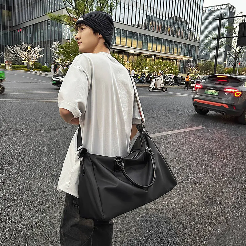 GOBLIN SHARKS 1759 Nylon Spell PU Travel Bag 40L Unisex Black/Khaki/Gray-5