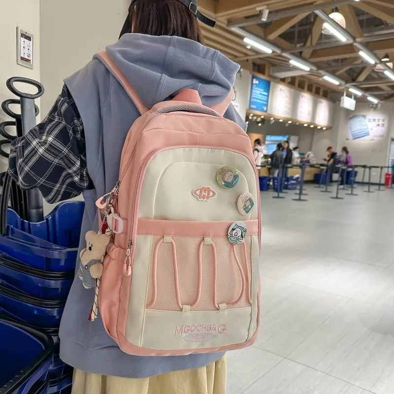 GOBLIN SHARKS 1759 Nylon Backpack Unisex Black Pink/Red/Khaki-5