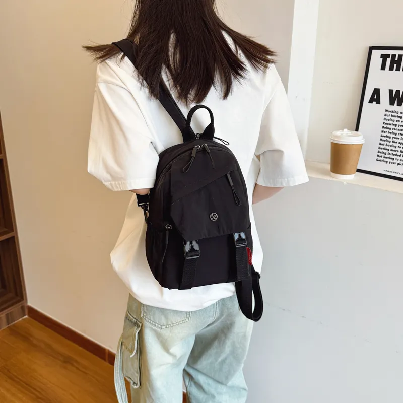 GOBLIN SHARKS 1759 Fabric Backpack Unisex Ecru/Black/Green-12