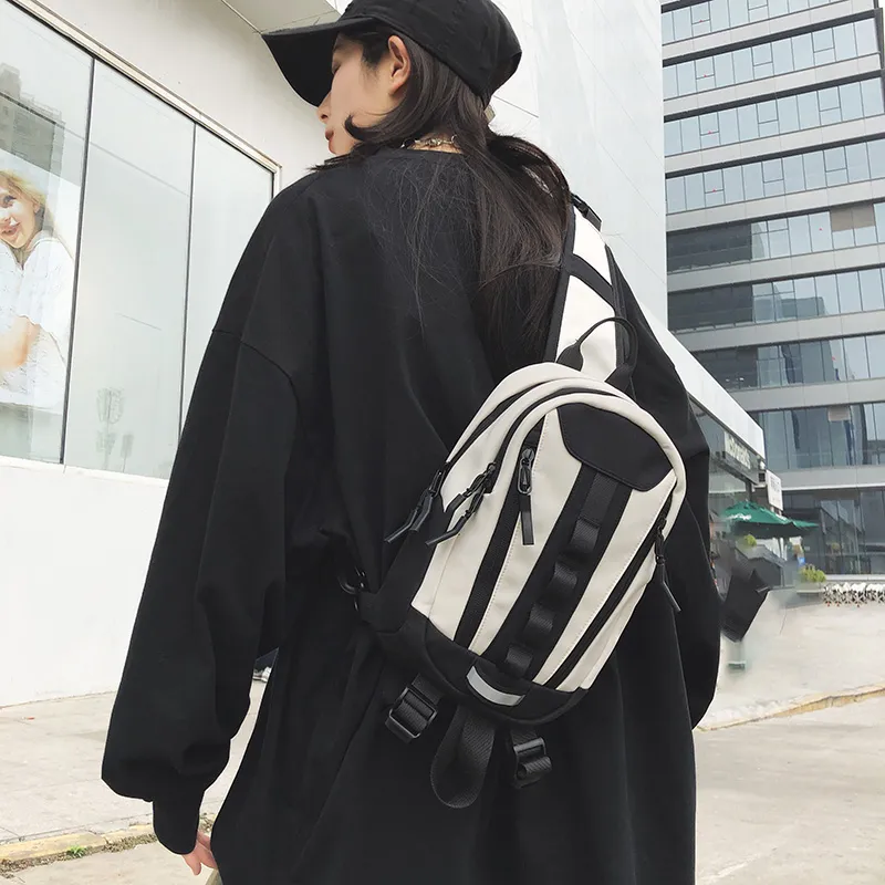 GOBLIN SHARKS 1759 Nylon Shoulder Bag Crossbody Bag Backpack Sling Bag Regular Unisex White/Black/Red/Yellow-1