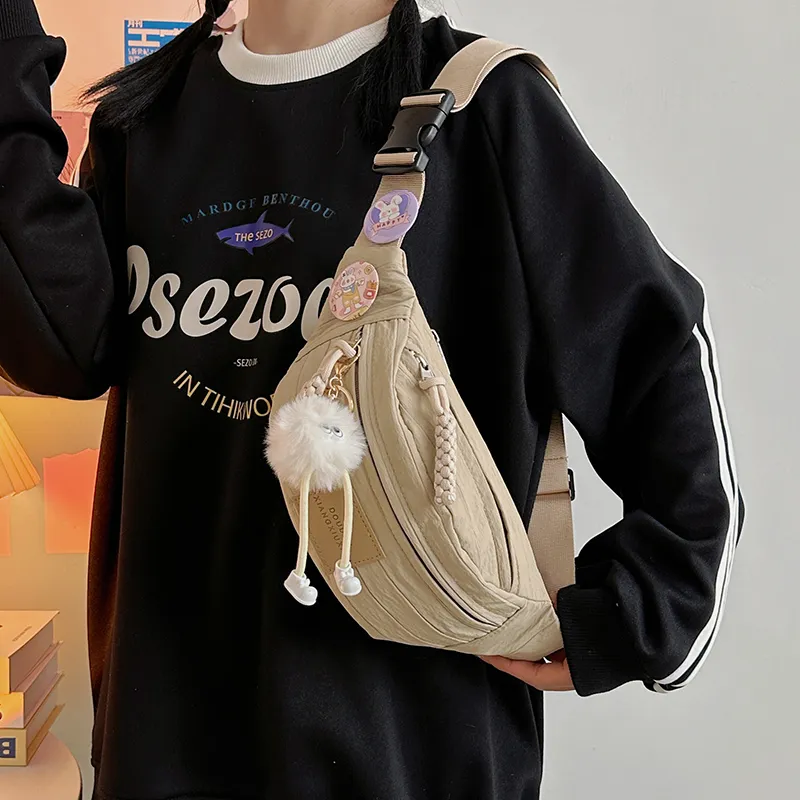 GOBLIN SHARKS 1759 Nylon Sling Bag Trumpets Unisex White/Pink/Yellow/Khaki-20