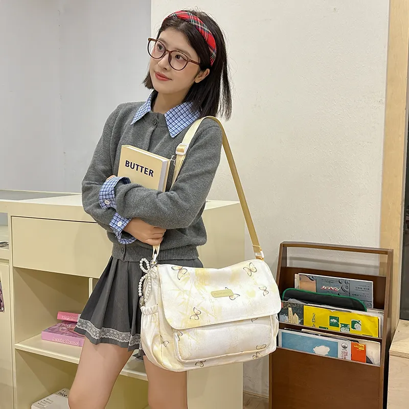 GOBLIN SHARKS 1759 Corduroy Messenger Bag Shoulder Bag Women's Gray Pink/Yellow Blue/Khaki/Green-11