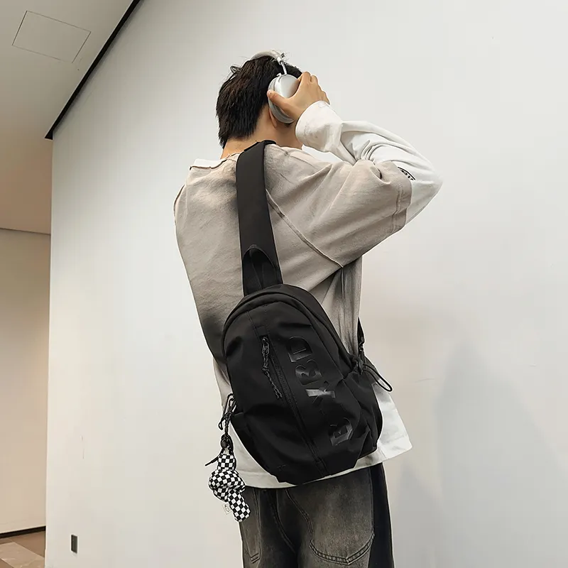 GOBLIN SHARKS 1759 Nylon Shoulder Bag Crossbody Bag Backpack Sling Bag Unisex White/Black-8