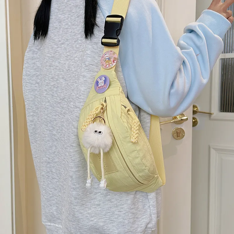 GOBLIN SHARKS 1759 Nylon Sling Bag Trumpets Unisex White/Pink/Yellow/Khaki-14