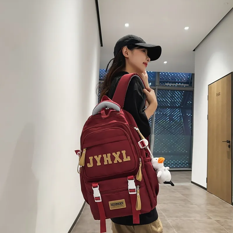 GOBLIN SHARKS 1759 Nylon Backpack Large Size Unisex Black/White/Red/Green/Khaki-15