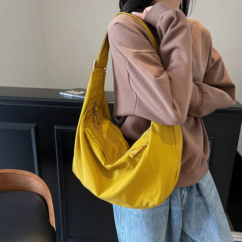 GOBLIN SHARKS 1759 Fabric Dumpling Bag Shoulder Bag Unisex Ecru/Black/Yellow/Pink/Purple-13
