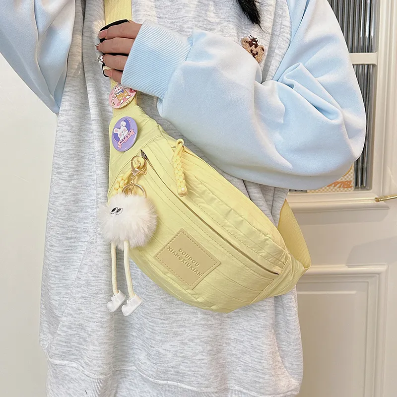 GOBLIN SHARKS 1759 Nylon Sling Bag Trumpets Unisex White/Pink/Yellow/Khaki-12
