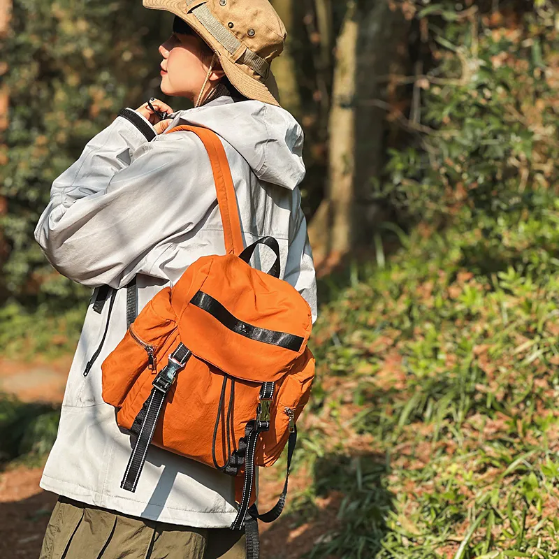 GOBLIN SHARKS 1759 Nylon Backpack Regular Unisex Coffee/Black/Gray/Orange Red/Army Green-5