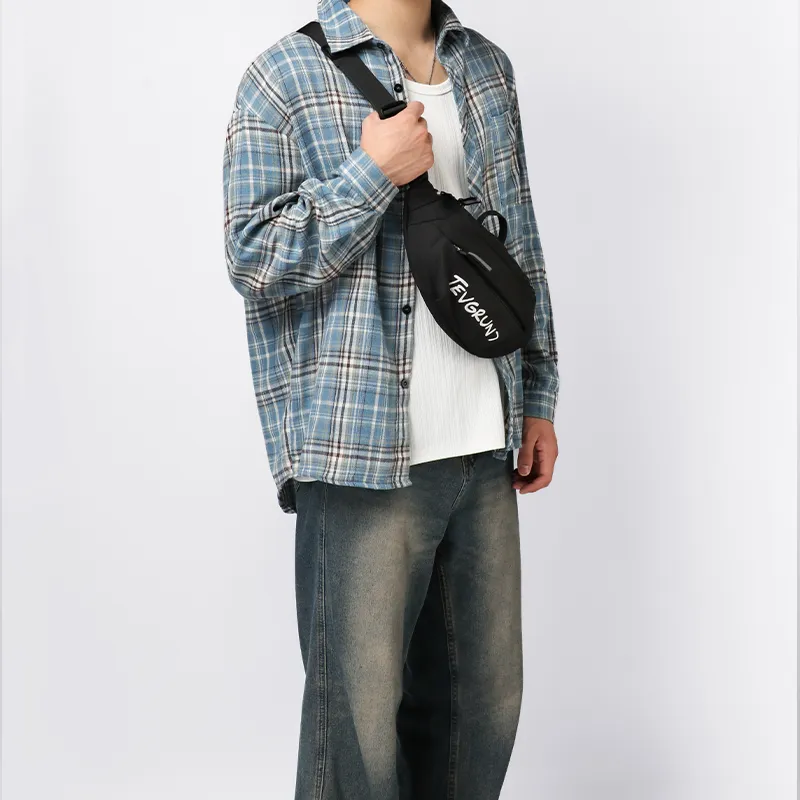 GOBLIN SHARKS 1759 Nylon Fabric Sling Bag Unisex White/Black/Earth Yellow/Brown-5