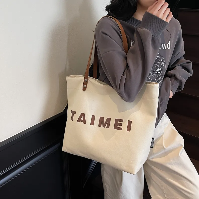 GOBLIN SHARKS 1759 Canvas Shoulder Bag Unisex White/Khaki/Black-3