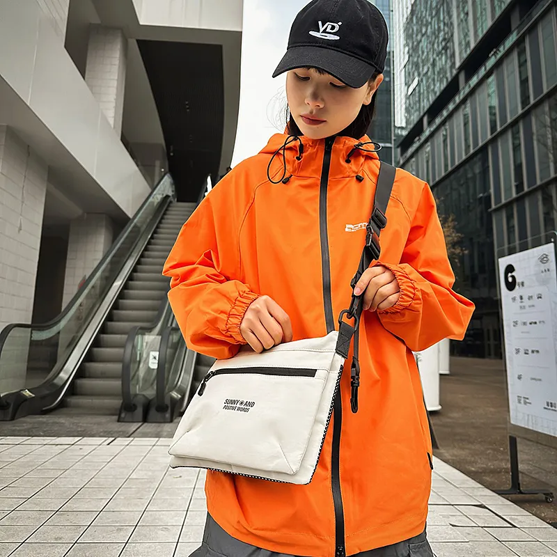 GOBLIN SHARKS 1759 Nylon Backpack Crossbody Bag Regular Unisex White/Black/Khaki/Orange-4