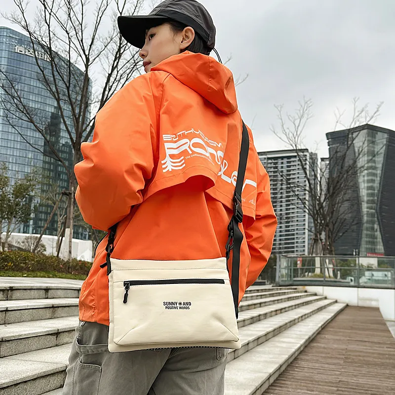 GOBLIN SHARKS 1759 Nylon Backpack Crossbody Bag Regular Unisex White/Black/Khaki/Orange-3
