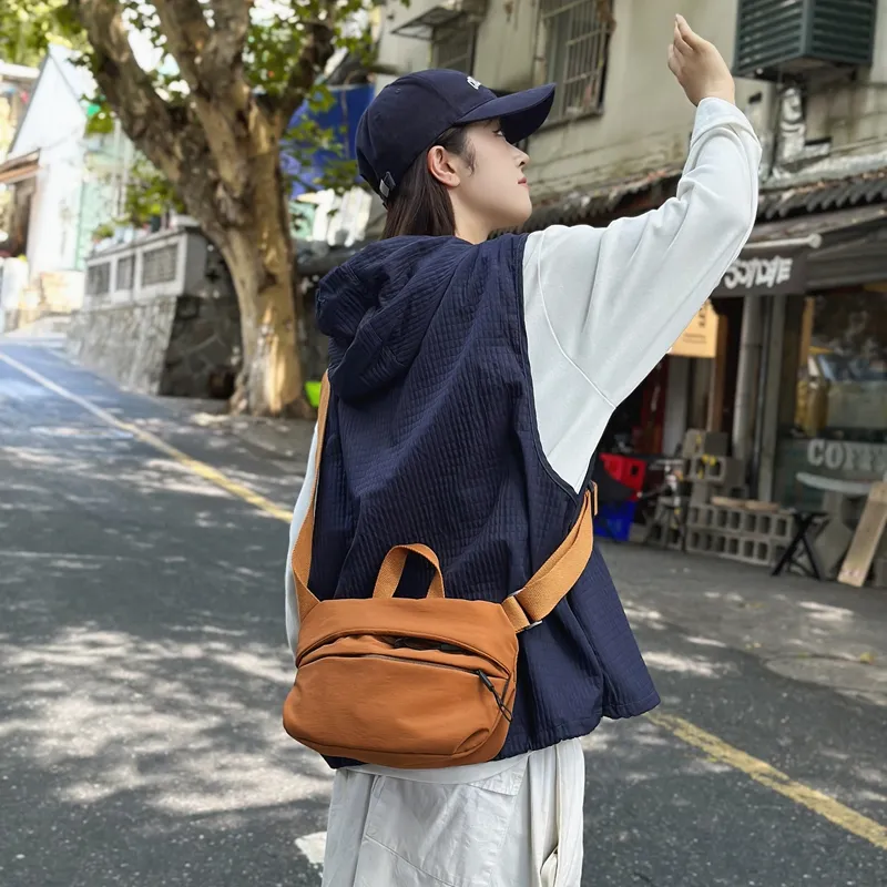 GOBLIN SHARKS 1759 Nylon Backpack Crossbody Bag Sling Bag Unisex White/Black/Gray/Khaki/Green/Orange-18
