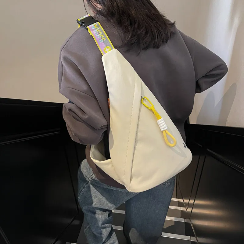 GOBLIN SHARKS 1759 Canvas Sling Bag Unisex White & Purple/White & Black/Yellow Brown/Black-5
