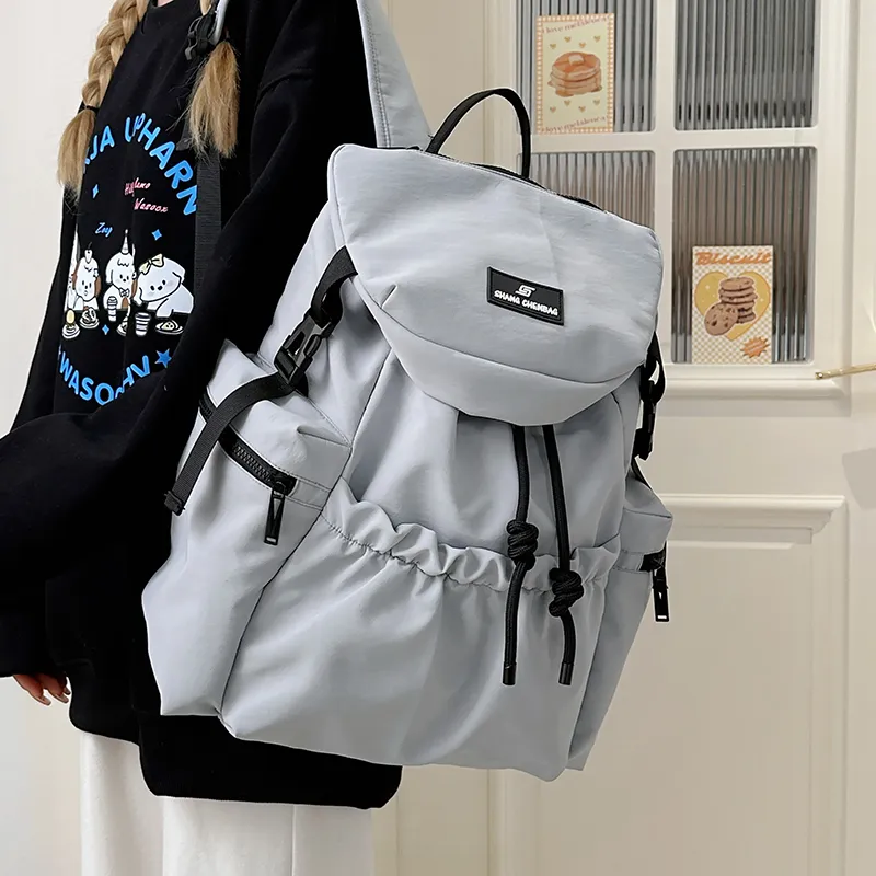 GOBLIN SHARKS 1759 Nylon Backpack Unisex White/Orange/Black/Khaki/Gray-26