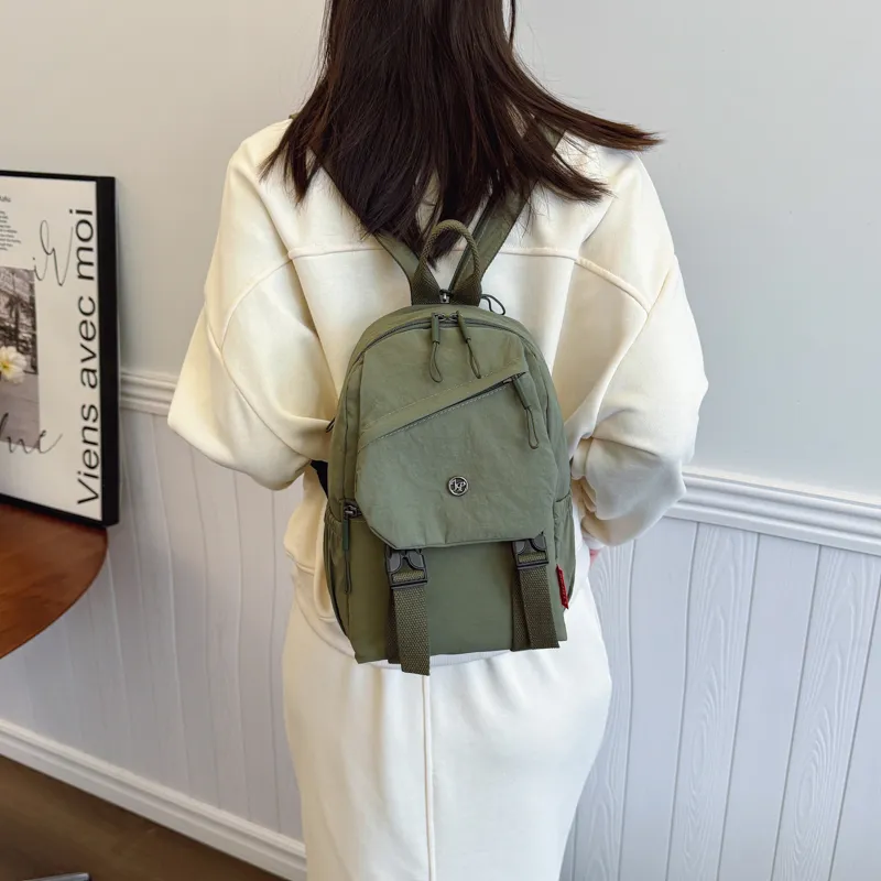 GOBLIN SHARKS 1759 Fabric Backpack Unisex Ecru/Black/Green-17