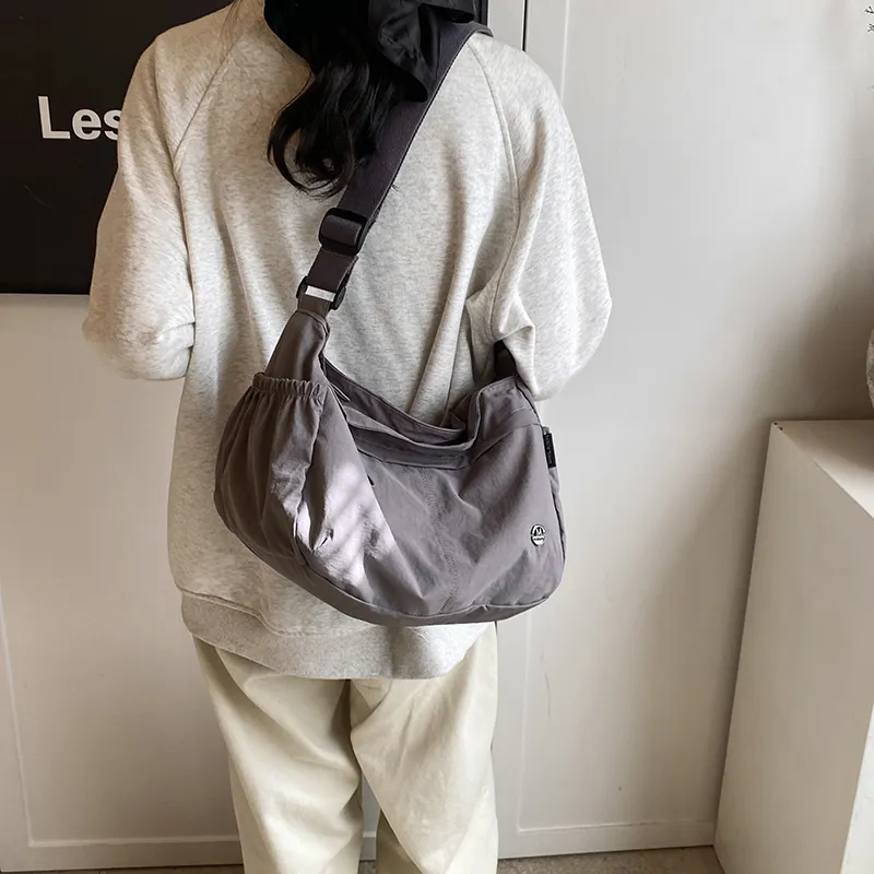 GOBLIN SHARKS 1759 Nylon Shoulder Bag Crossbody Bag Medium Size Unisex Khaki/Green/Purple Black-13