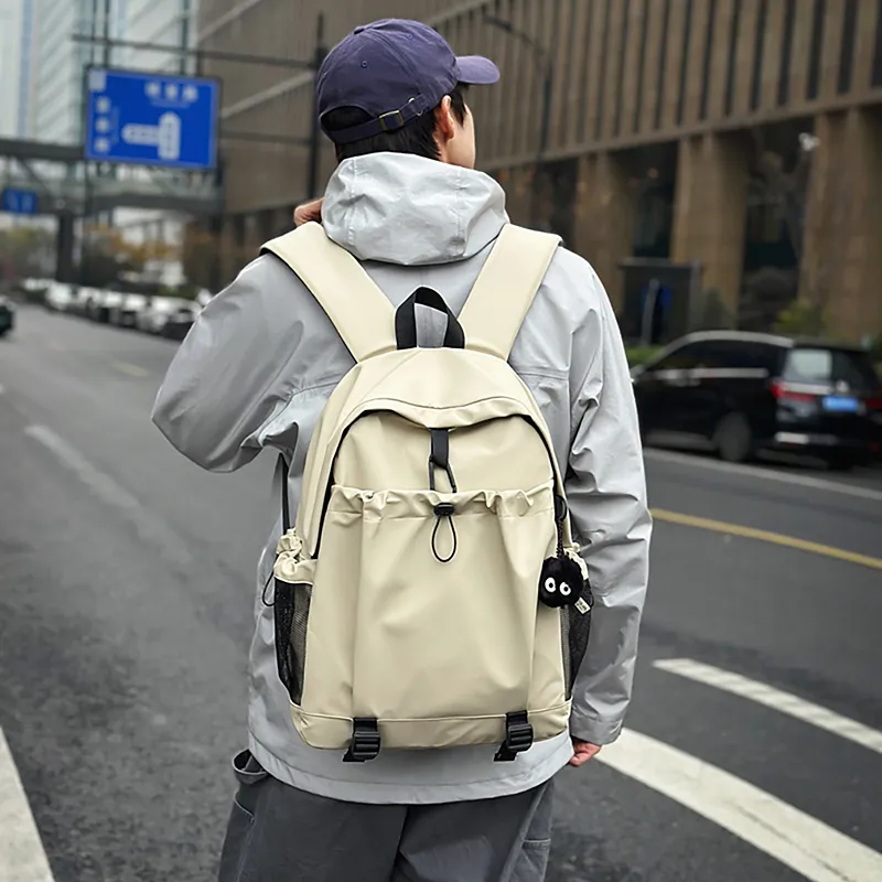 GOBLIN SHARKS 1759 Laminated Oxford Cloth Backpack Large Size Unisex Orange/Khaki/Black/Gray/Pea Green-10