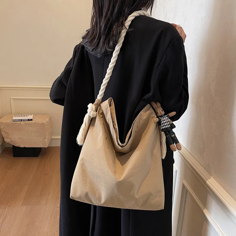 GOBLIN SHARKS 1759 Fabric Shoulder Bag Regular Women's Ecru/Khaki/Black-10