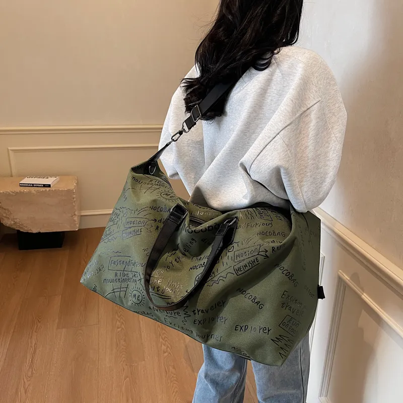 GOBLIN SHARKS 1759 Fabric Backpack Portable Crossbody Gym Bag Large Size Unisex Black/Green/Gray-9