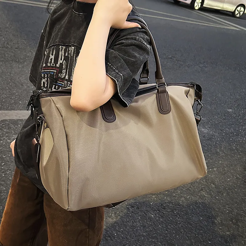 GOBLIN SHARKS 1759 Nylon Spell PU Travel Bag 40L Unisex Black/Khaki/Gray-12