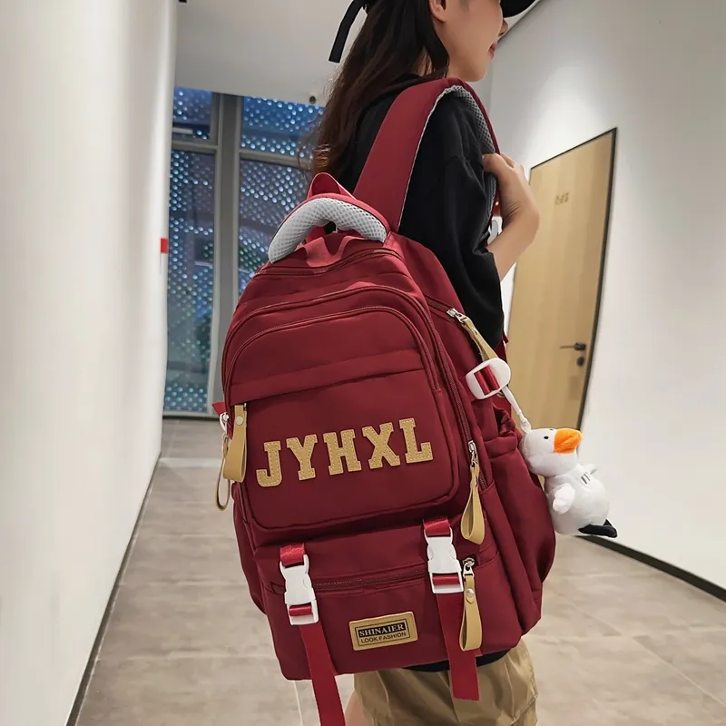 GOBLIN SHARKS 1759 Nylon Backpack Large Size Unisex Black/White/Red/Green/Khaki-18