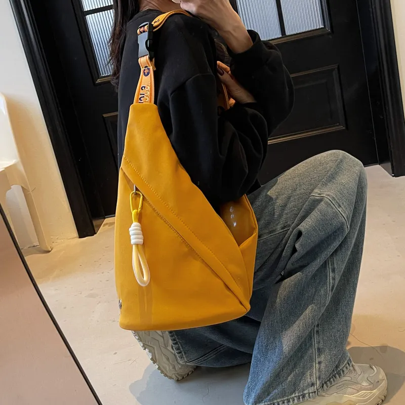 GOBLIN SHARKS 1759 Canvas Sling Bag Unisex White & Purple/White & Black/Yellow Brown/Black-14