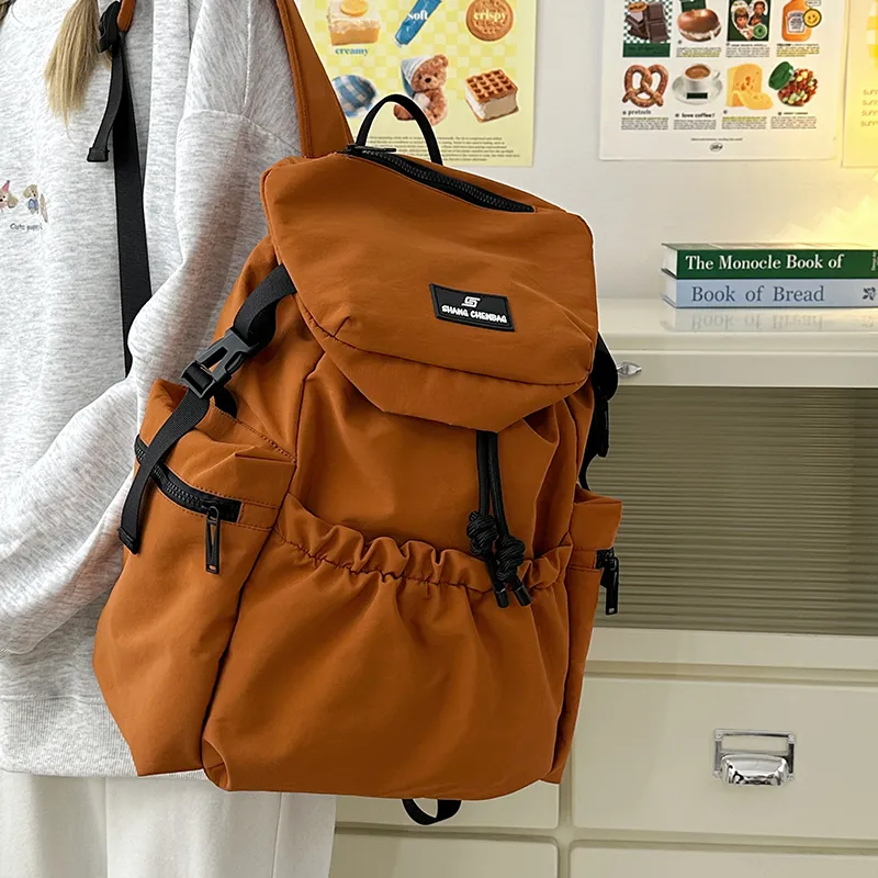 GOBLIN SHARKS 1759 Nylon Backpack Unisex White/Orange/Black/Khaki/Gray-12