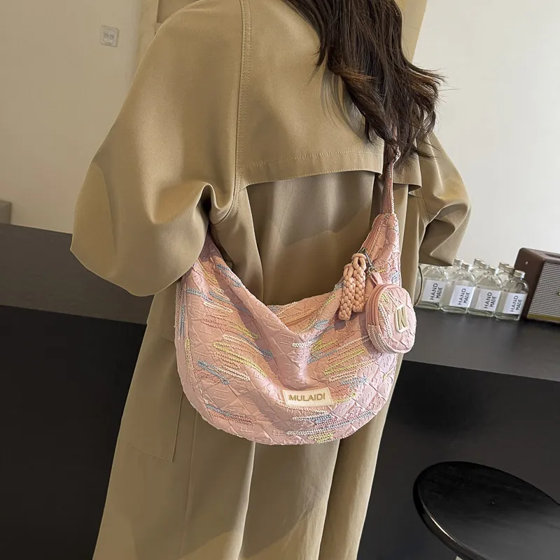 GOBLIN SHARKS 1759 Fabric Shoulder Bag Unisex Ecru/Pink/Black-10