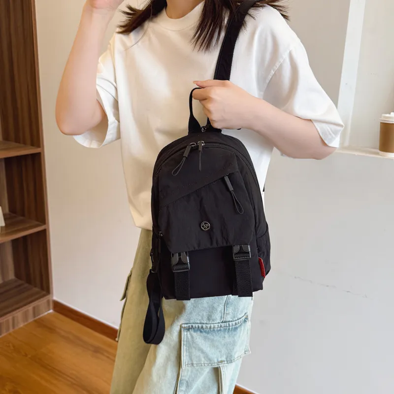 GOBLIN SHARKS 1759 Fabric Backpack Unisex Ecru/Black/Green-8