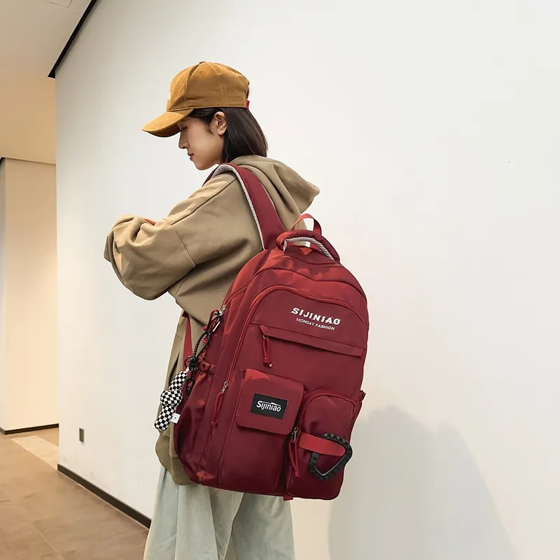 GOBLIN SHARKS 1759 Nylon Backpack Unisex Black/Khaki/Gray/Red/Brown-15