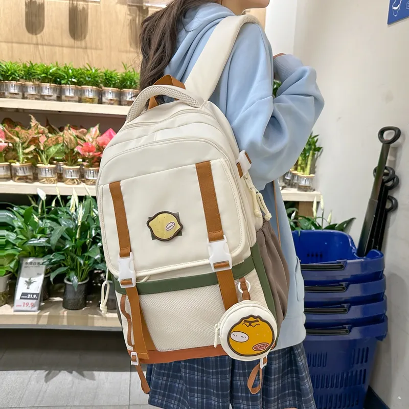 GOBLIN SHARKS 1759 Nylon Backpack Unisex White/Black/Red/Gray-4