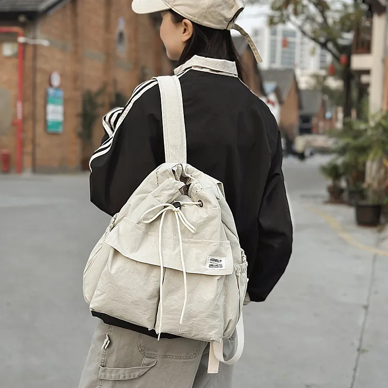 GOBLIN SHARKS 1759 Nylon Backpack Unisex White/Black/Green/Brown-1