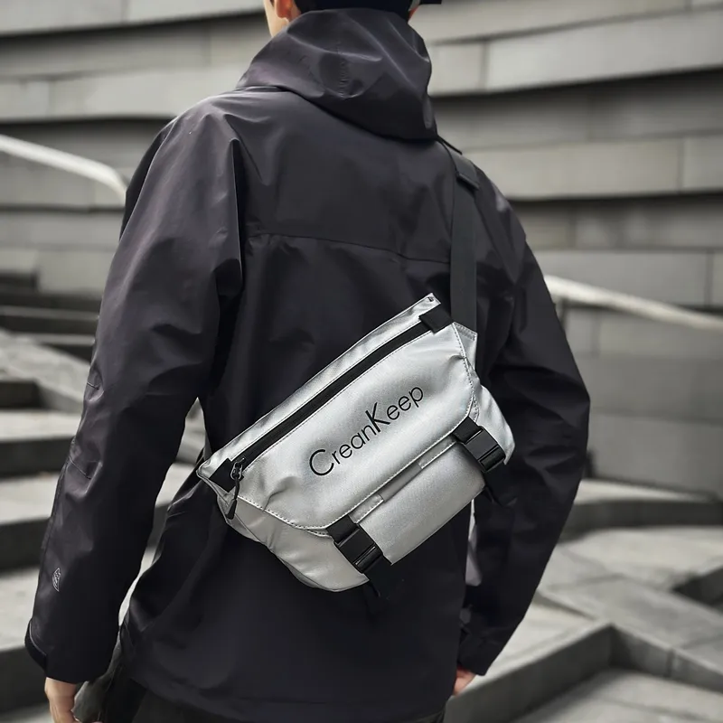GOBLIN SHARKS 1759 PU Sling Bag Unisex Silver/Black-4