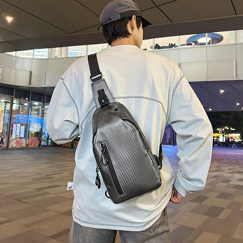 GOBLIN SHARKS 1759 PU Sling Bag Unisex Silver Gray/Black-1