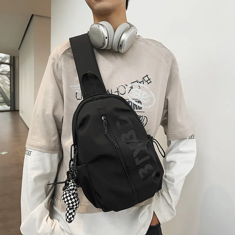 GOBLIN SHARKS 1759 Nylon Shoulder Bag Crossbody Bag Backpack Sling Bag Unisex White/Black-9