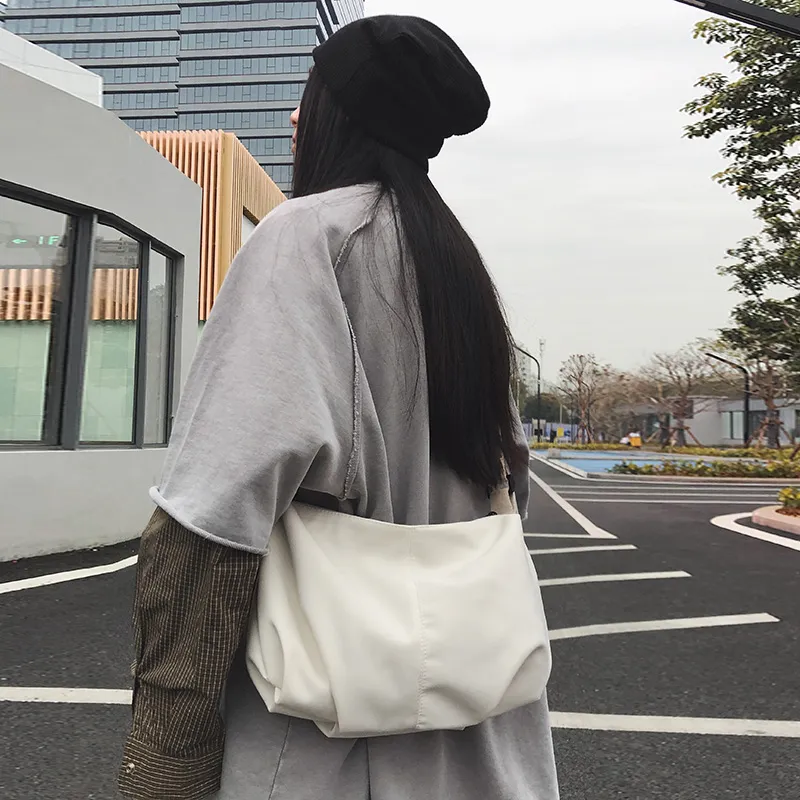 GOBLIN SHARKS 1759 Nylon Backpack Shoulder Bag Medium Size Unisex White/Black/Beige-3