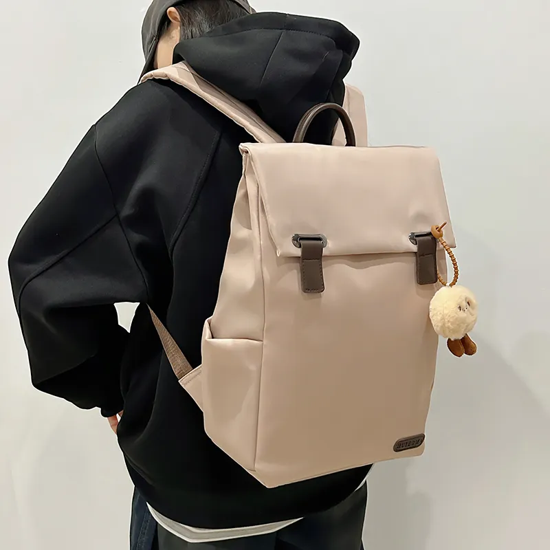 GOBLIN SHARKS 1759 Nylon Backpack Large Size Unisex Khaki/Black/Pink-4