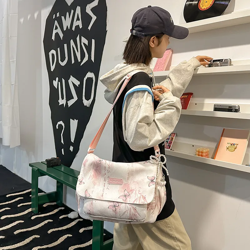 GOBLIN SHARKS 1759 Corduroy Messenger Bag Shoulder Bag Women's Gray Pink/Yellow Blue/Khaki/Green-8