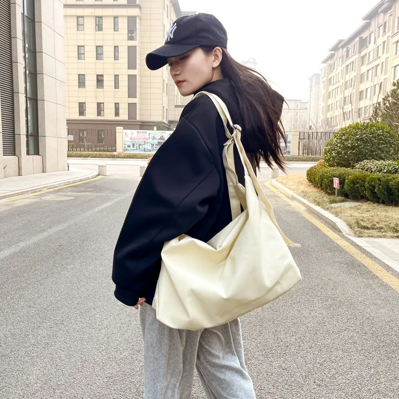 GOBLIN SHARKS 1759 Nylon Backpack Shoulder Bag Crossbody Bag Regular Unisex White/Black-4