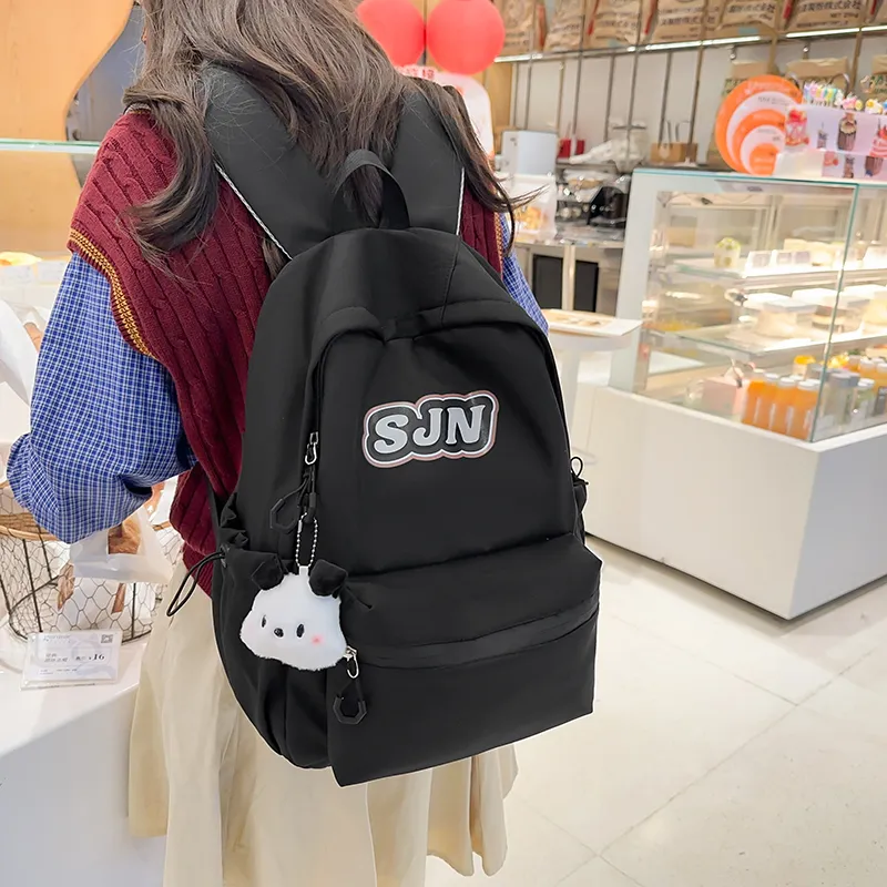 GOBLIN SHARKS 1759 Nylon Backpack Large Size Unisex White/Black/Khaki/Blue/Pink-13