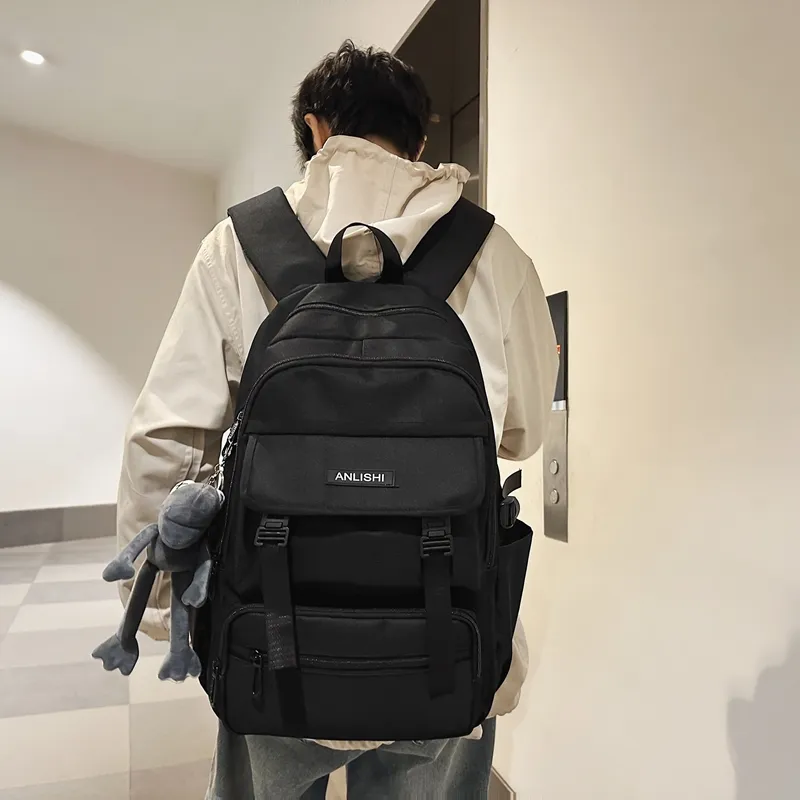 GOBLIN SHARKS 1759 Nylon Backpack Regular Unisex White & Black/Pure Black/White With Gray/White With Brown-7