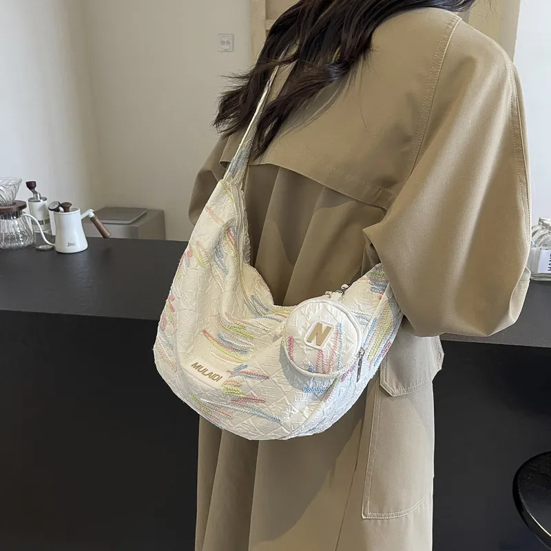 GOBLIN SHARKS 1759 Fabric Shoulder Bag Unisex Ecru/Pink/Black-2