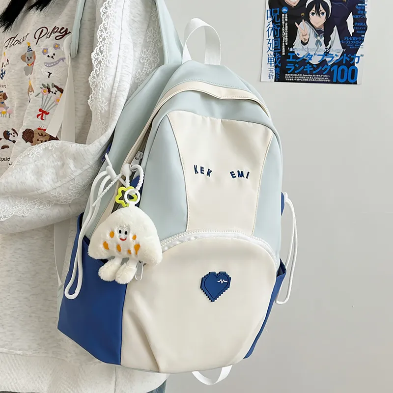 GOBLIN SHARKS 1759 Nylon Backpack Large Size Unisex Blue/Khaki/Pink-3