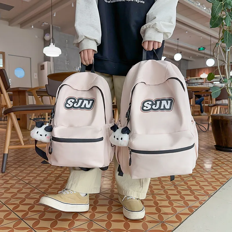 GOBLIN SHARKS 1759 Nylon Backpack Large Size Unisex White/Black/Khaki/Blue/Pink-27