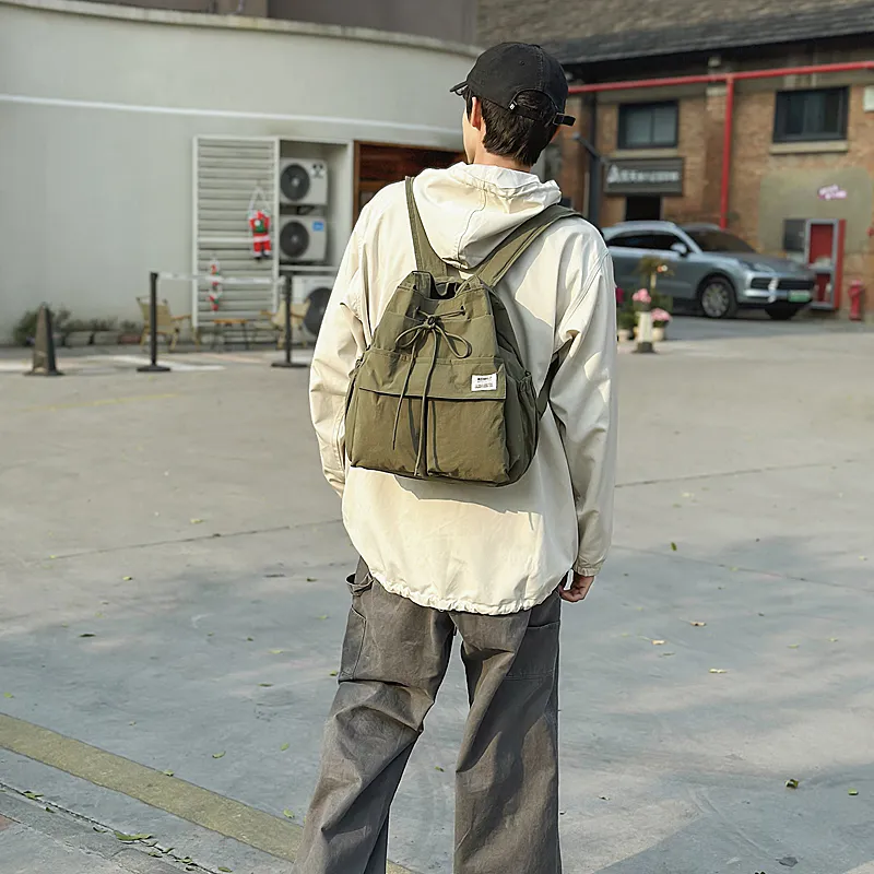 GOBLIN SHARKS 1759 Nylon Backpack Unisex White/Black/Green/Brown-14